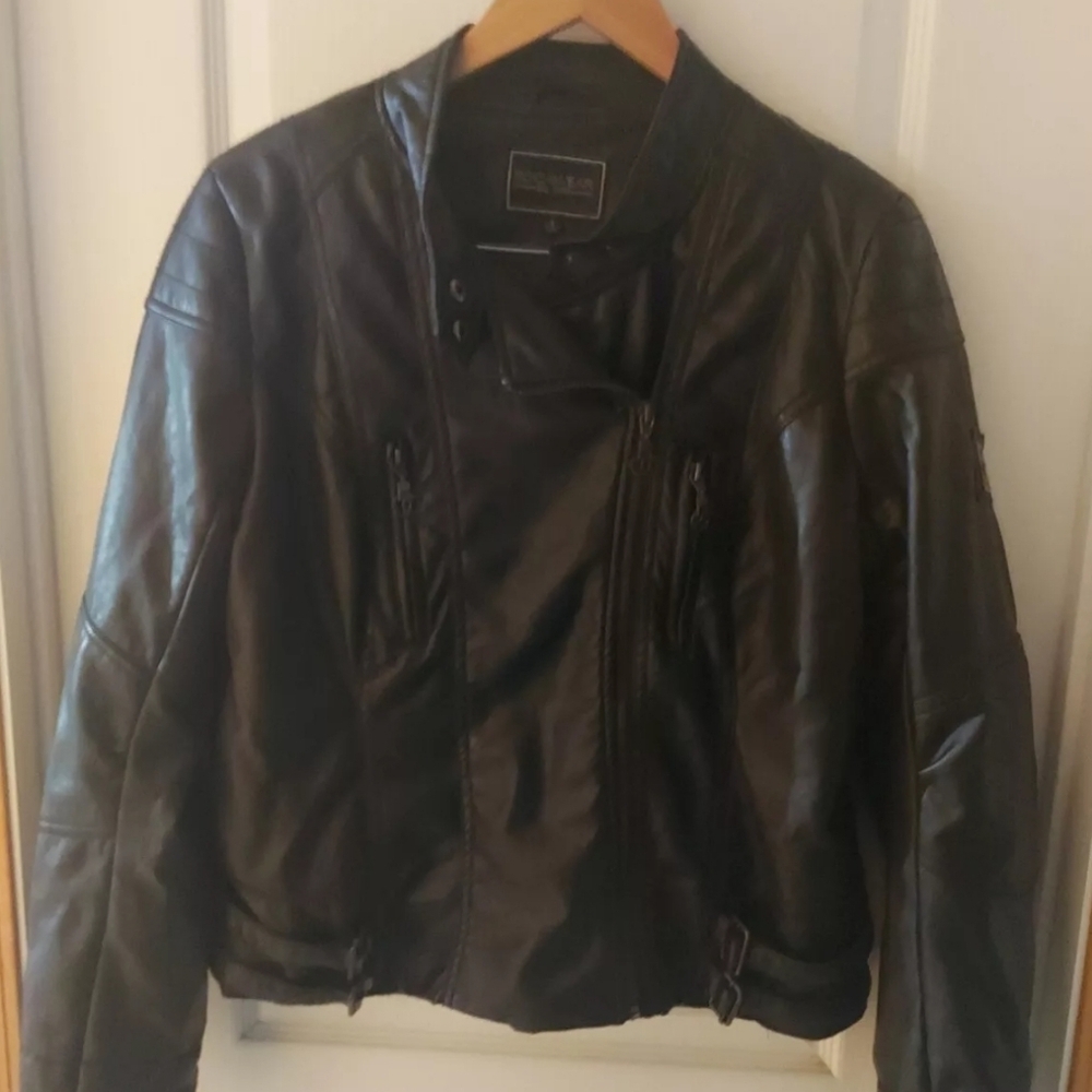 Vintage Womens Rocawear Faux Leather Jacket Coat Black Size L Early 2000’s